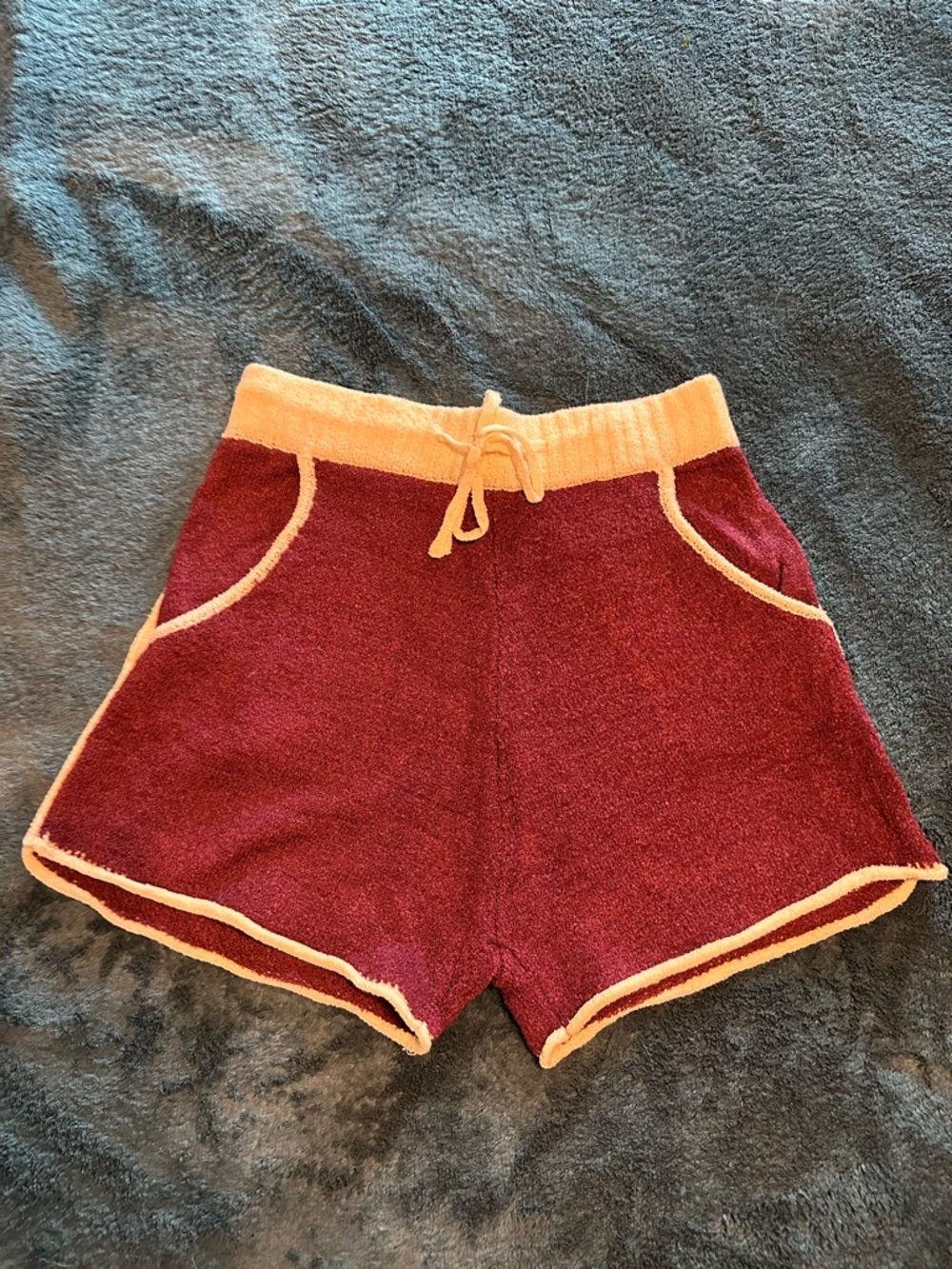 Promesa Maroon Terry Shorts with Cream Trim